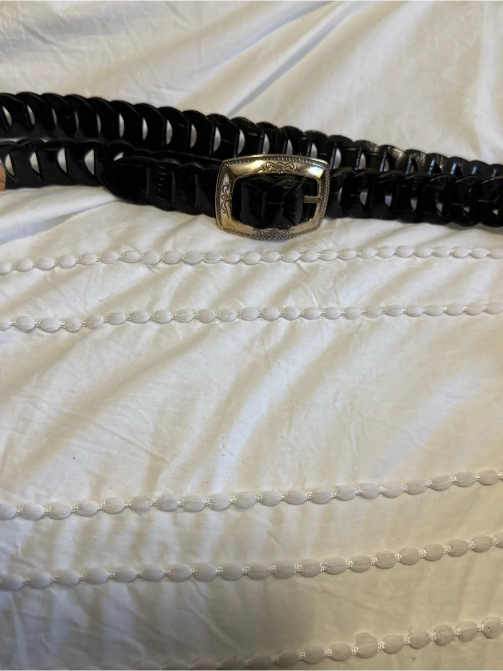 Brighton Black Braided Leather Belt Western Buckle 1996 Vintage